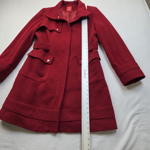 VTG Oscar de la Renta Red Wool Cashmere Coat Size 14  Belted Collar Detail - Picture 12 of 16